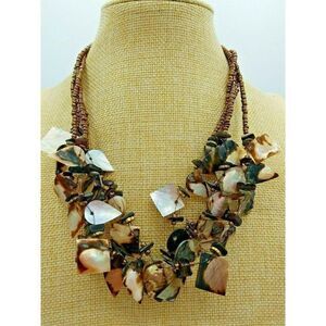 Chunky Mother-of-Pearl Shell Necklace Choker